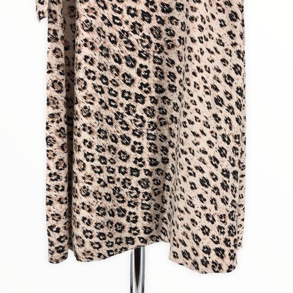 Joie Collen A-Line Leopard Print Linen Wrap Midi Skirt in Cappuccino - Picture 9 of 13